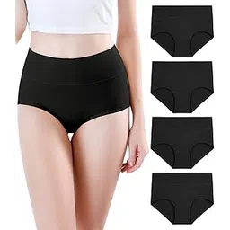 wirarpa Women's Ultra Soft High Waist Bamboo Modal Underwear Panties Multipack, Black-4 Pack, X-Large-picture-11