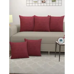 WISE HOME Maroon Set of 5 Rectangle Cushion Covers-picture-10