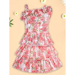 Girls Wish Karo Floral Print One Shoulder Cold-Shoulder Chiffon Fit & Flare Dress-picture-10
