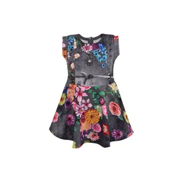 Wish Karo Baby Girl Grey Floral A-Line Dress-picture-36