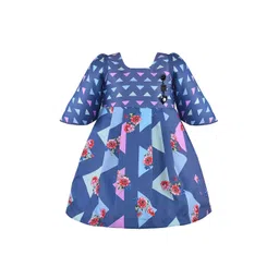 Wish Karo Blue Printed Satin Dress-picture-29