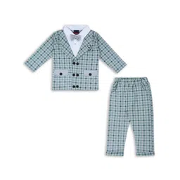 Wish Karo Boys Green & White Checked Shirt with Trousers-picture-45