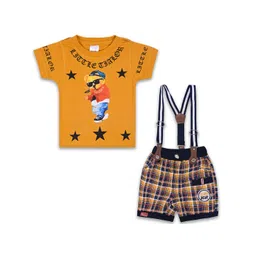 Wish Karo Boys Printed Cotton T-shirt & Shorts With Suspender-picture-11