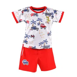 Wish Karo Boys Red & Off White Printed T-shirt with Shorts-picture-11