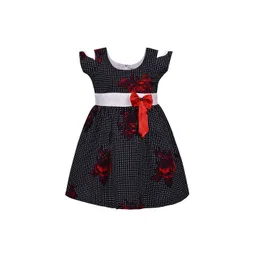 Wish Karo Girls Black & Red Printed Fit and Flare Dress-picture-22