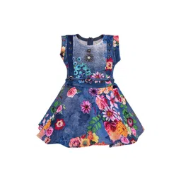 Wish Karo Girls Blue Floral Dress-picture-50