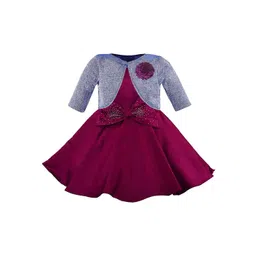 Wish Karo Girls Bow Detail Sleeveless Satin Fit & Flare Dress With Jacket-picture-43