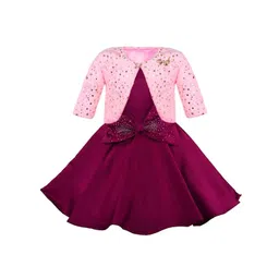 Wish Karo Girls Bow Detail Sleeveless Satin Fit & Flare Dress With Jacket-picture-25