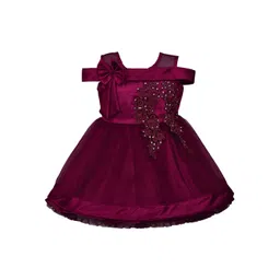 Wish Karo Girls Burgundy Embellished Fit and Flare Dress-picture-40