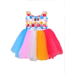 Wish Karo Girls Colourblocked Net Fit & Flare Dress-picture-46