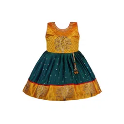 Wish Karo Girls Embellished Fit & Flare Silk Ethnic Dress-picture-11