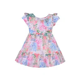 Wish Karo Girls Floral Print Satin Fit & Flare Dress-picture-40