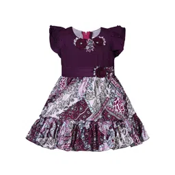 Wish Karo Girls Floral Print Satin Fit & Flare Dress-picture-39