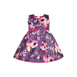 Wish Karo Girls Floral Print Satin Fit & Flare Dress With Bow-picture-18