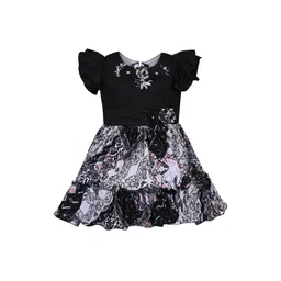 Wish Karo Girls Floral Printed Flutter Sleeve Satin Fit & Flare Dress-picture-43