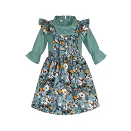 Wish Karo Girls Floral Printed Satin Fit & Flare Dress-picture-12