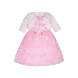 Wish Karo Girls Floral Self Design Fit & Flare Dress With Jacket-picture-22