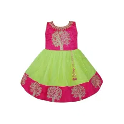 Wish Karo Girls Green Embroidered Party Dress-picture-14