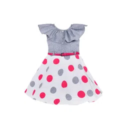 Wish Karo Girls Grey & White Printed Fit and Flare Dress-picture-31