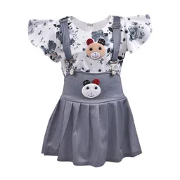 Wish Karo Girls Grey & White Printed Top with Skirt-picture-28