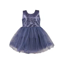 Wish Karo Girls Grey Embellished Net Fit & Flare Dress-picture-27