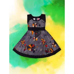Wish Karo Girls Grey Printed Fit and Flare Dress-picture-26