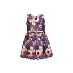 Wish Karo Girls Grey Printed Fit and Flare Dress-picture-32