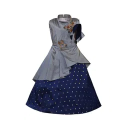 Wish Karo Girls Grey Printed Maxi Dress-picture-38