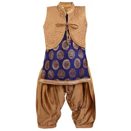 Wish Karo Girls Navy Blue & Gold-Toned Printed Dhoti Pants image 1