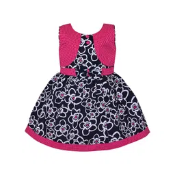 Wish Karo Girls Navy Blue & Pink Floral Printed Dress-picture-30