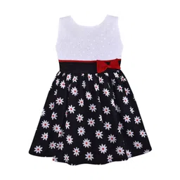 Wish Karo Girls Navy Blue & White Floral Printed Cotton Dress-picture-29