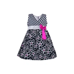 Wish Karo Girls Navy Blue & White Printed Fit and Flare Dress-picture-15