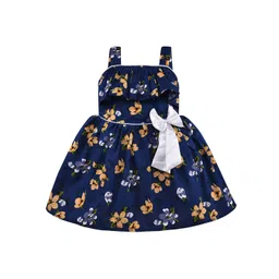 Wish Karo Girls Navy Blue Floral Cotton Dress-picture-40