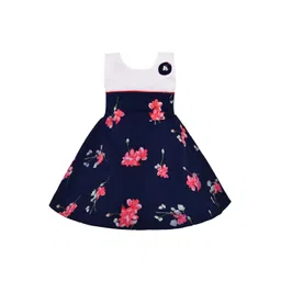 Wish Karo Girls Navy Blue Floral Printed Fit and Flare Dress-picture-16