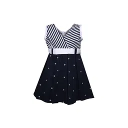 Wish Karo Girls Navy Blue Printed Empire Dress-picture-12