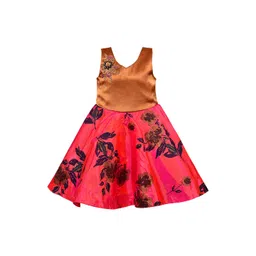 Wish Karo Girls Navy Blue Printed Fit and Flare Dress-picture-34