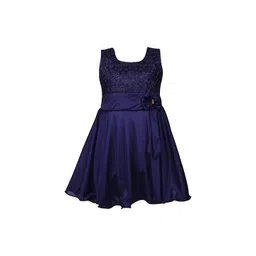 Wish Karo Girls Navy Blue Solid Fit and Flare Dress-picture-10