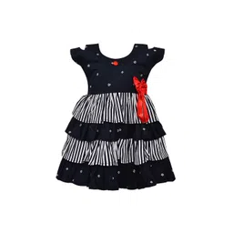 Wish Karo Girls Navy Blue Striped Fit and Flare Dress-picture-20