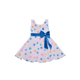 Wish Karo Girls Off-White & Blue Printed Fit and Flare Dress-picture-38