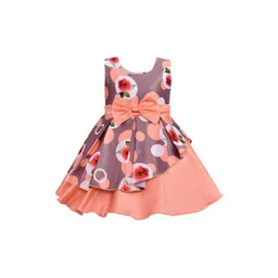 Wish Karo Girls Peach-Coloured & Mauve Printed Silk Satin Finish Layered Fit & Flare Dress-picture-41