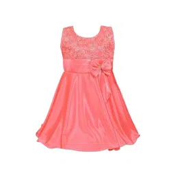 Wish Karo Girls Peach Embroidered Party Dress-picture-25