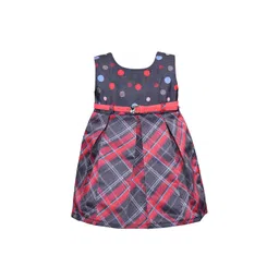 Wish Karo Girls Pink & Grey Checked Fit and Flare Dress-picture-16