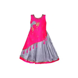 Wish Karo Girls Pink & Grey Fit and Flare Dress-picture-18