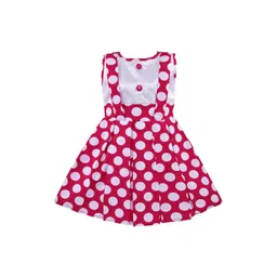Wish Karo Girls Pink & White Polka Dot Printed Cotton Dress-picture-45
