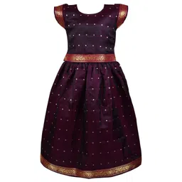 Wish Karo Girls Purple & Gold-Toned Woven Design Ready to Wear Lehenga & Choli-picture-38