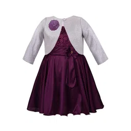 Wish Karo Girls Purple & Grey Satin Dress With Jacket-picture-14