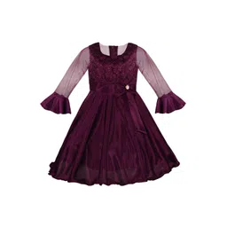 Wish Karo Girls Purple Embroidered Fit and Flare Dress-picture-16