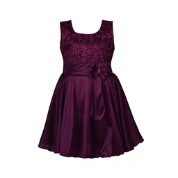 Wish Karo Girls Purple Self Design Fit and Flare Dress-picture-35