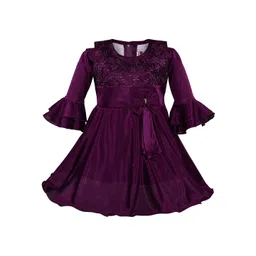 Wish Karo Girls Purple Self Design Fit and Flare Dress-picture-30