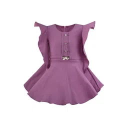 Wish Karo Girls Purple Solid Fit and Flare Dress-picture-21